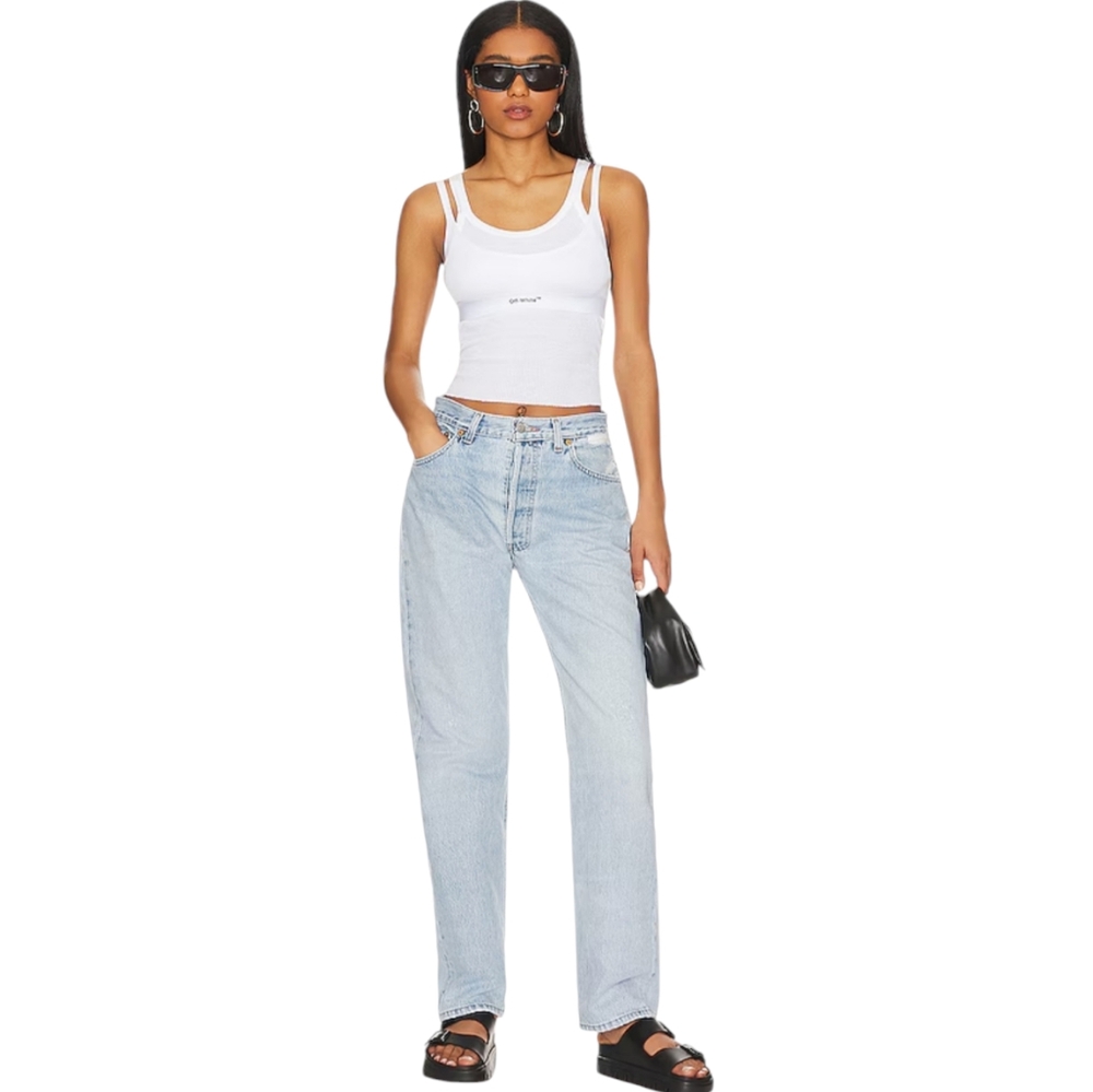 aligrace - Brigette Baggy Customs Denim Jeans in Light Blue sz 32